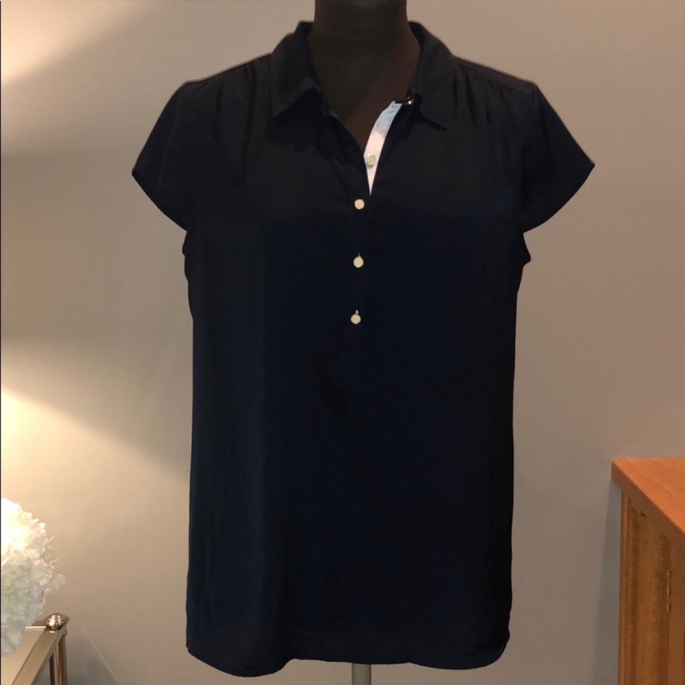 Loft short sleeve navy blue top.